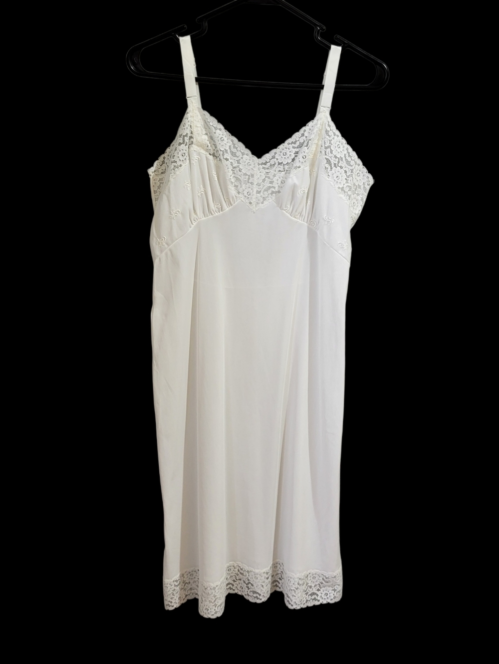 Vintage Komar Babydoll Slip Dress Size 34 Ivory Floral Embroidery Lace Romantic